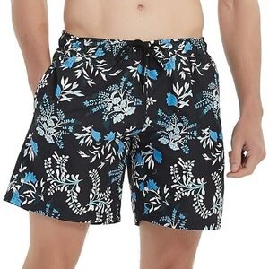 Bellivera Men's Beach Shorts Floral Short Trunks with Mesh Lining 2 Pockets L